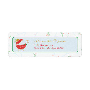 Christmas Bulb Baby Carriage Address Label