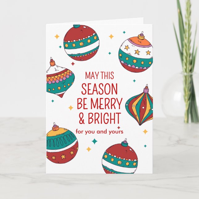 Christmas Bulbs Folded Greeting Card (Front)