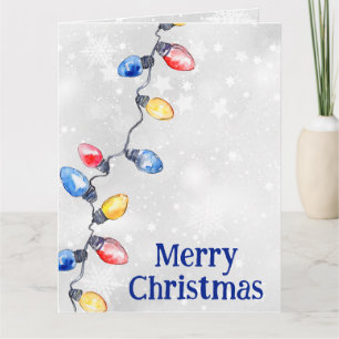 Christmas Bulbs, String Lights, Holiday Greeting  Card