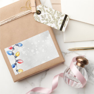 Christmas Bulbs, String Lights, Holiday Shipping Rectangular Sticker