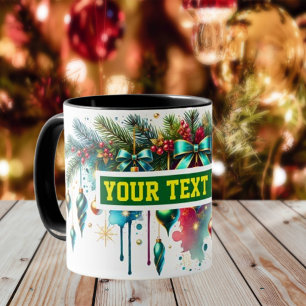 Christmas Bulbs Watercolour Coffee Mug