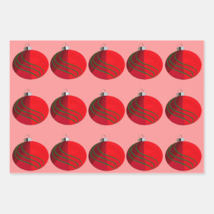 Christmas Bulbs Wrapping Paper (3 Flat Sheets)