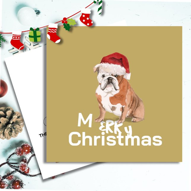 Christmas Bull Dog Merry Greeting Card (Creator Uploaded)