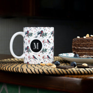 Christmas Bull-finch & Red Berries Pattern Mug