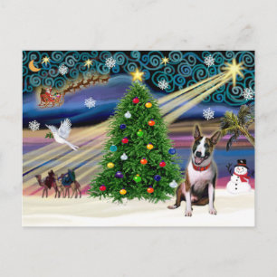 Christmas Bull Terrier (brindle) Holiday Postcard