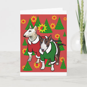 Christmas bull terrier holiday card