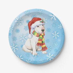 Christmas Bull Terrier Paper Plate