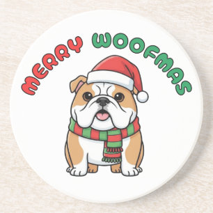 Christmas Bulldog Coaster: Merry Woofmas Coaster