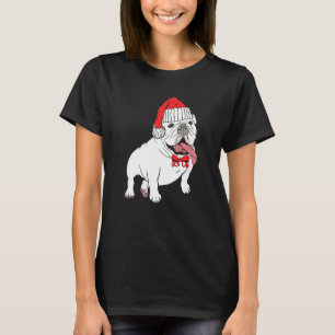 Christmas Bulldog Dog Santa Hat T-Shirt Gift for D