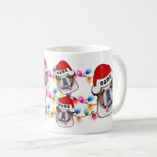 Christmas Bulldog Head Santa Hat Dog Lover Coffee Mug