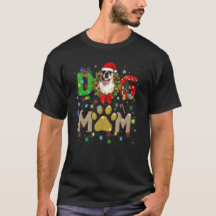 Christmas Bulldog Mum Hat Santa Scarf Plaid Dog Mo T-Shirt