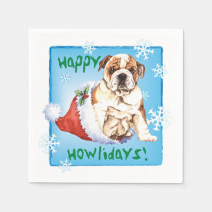 Christmas Bulldog Napkin