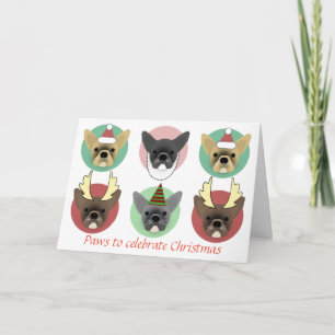 Christmas bulldog puppies holiday card