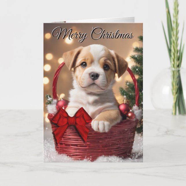 Christmas Bulldog puppy  Holiday Card (Front)