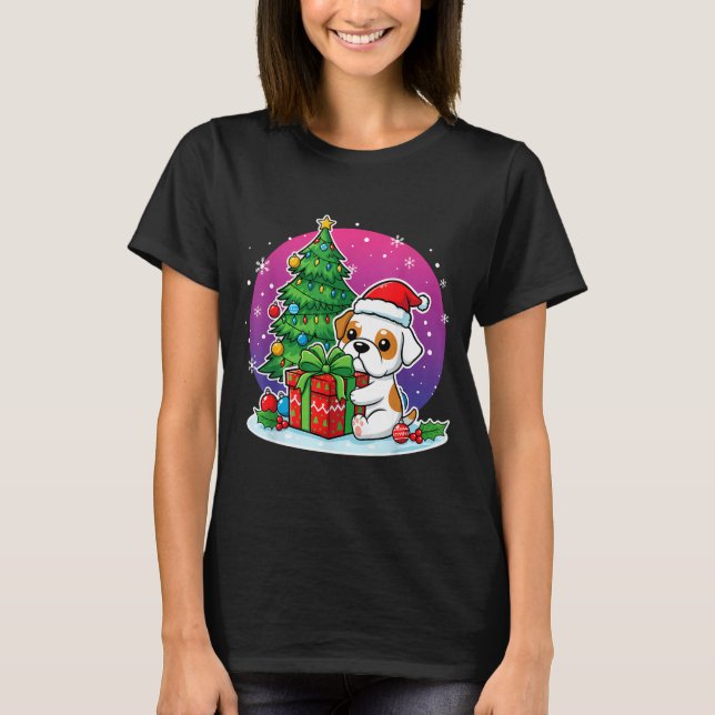 Christmas Bulldog Santa Hat Xmas Bulldog Lover Men T-Shirt (Front)