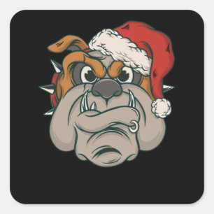 Christmas Bulldog Square Sticker