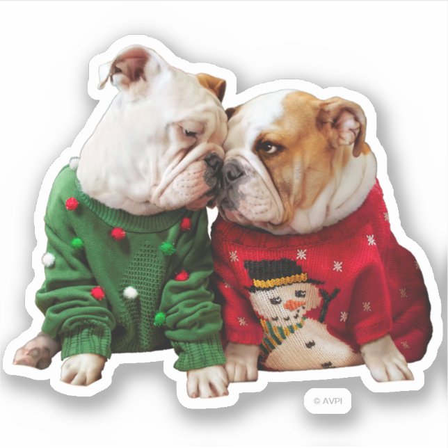 Christmas Bulldogs in Sweaters (Front)