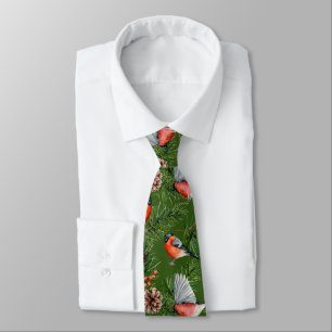 Christmas Bullfinch Pattern Tie