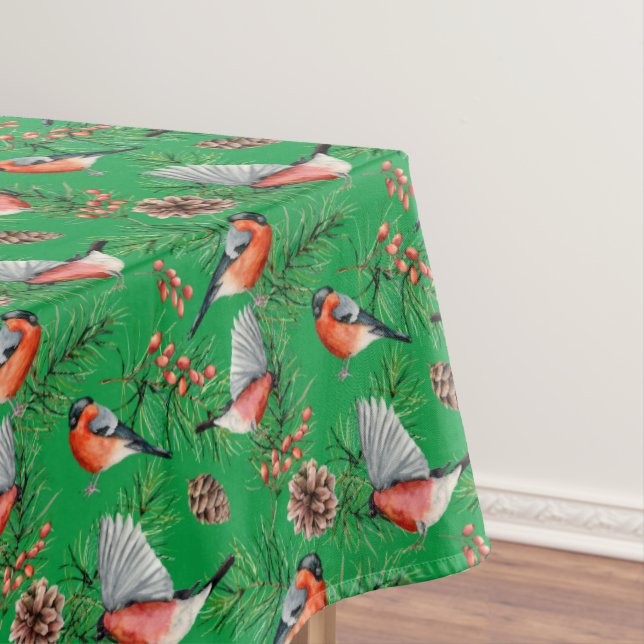 Christmas Bullfinch Tablecloth (In Situ)