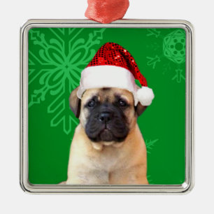 Christmas bullmastiff puppy metal tree decoration