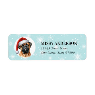Christmas Bullmastiff Return Address Labels