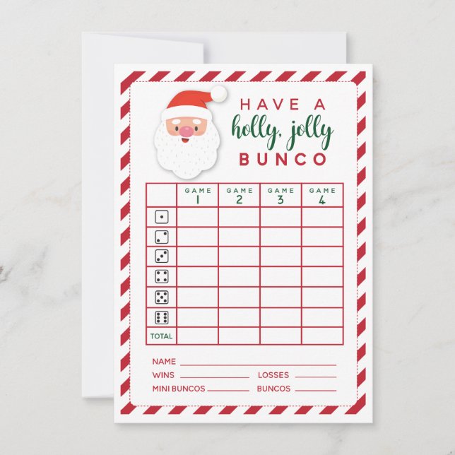 Christmas bunco Holly Jolly Holiday score card (Front)