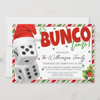 Christmas Bunco Night Invitation Dice Party Invite