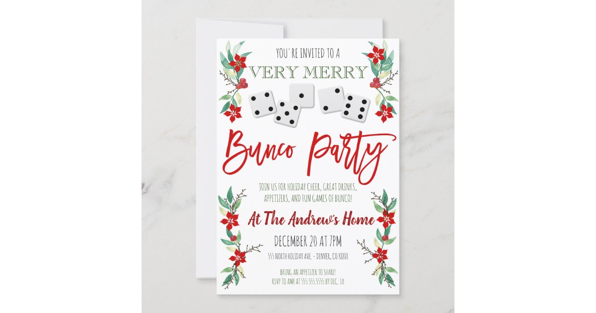 Christmas Bunco Party Invitation | Zazzle