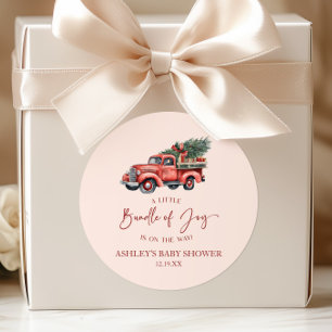 Christmas Bundle of Joy Christmas Baby Shower Classic Round Sticker
