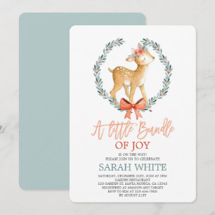 Christmas Bundle of joy winter deer Baby Shower Invitation