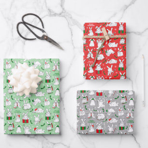 Christmas Bunnies Wrapping Paper Sheet