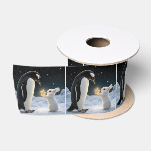 Christmas Bunny and Penguin with Star Satin Ribbon