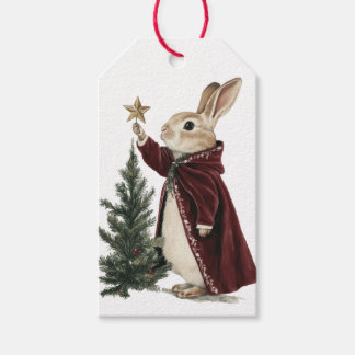 CHRISTMAS BUNNY AND TREE GIFT TAG