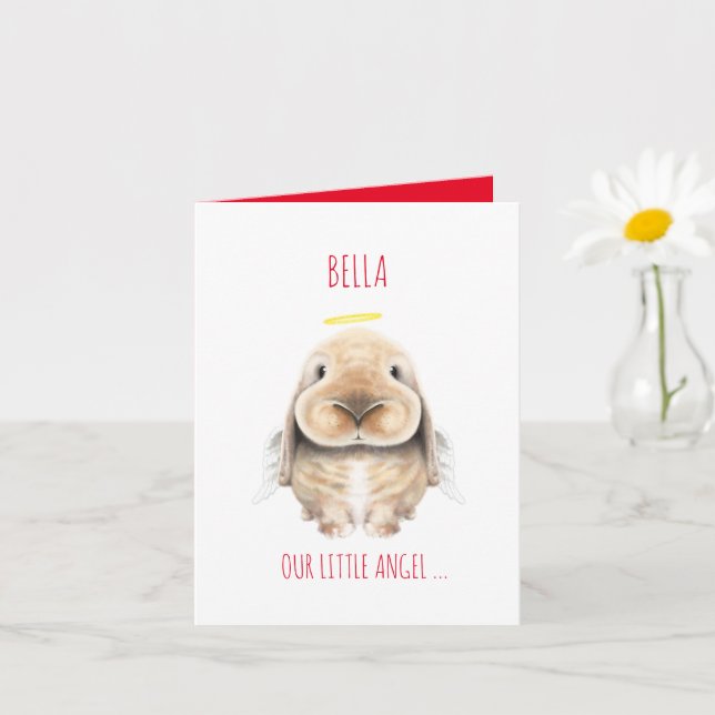 Christmas Bunny Angel, Personalised Christmas Card (Small Plant)