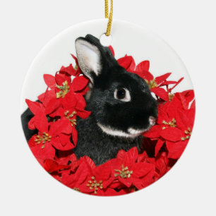 Christmas bunny ceramic tree decoration
