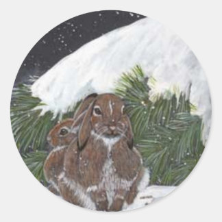 Christmas Bunny Classic Round Sticker