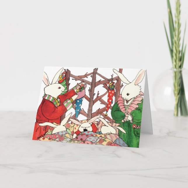 Christmas Bunny Family Holiday Card (Front)