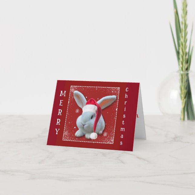 Christmas Bunny Folded Note Card (Front)