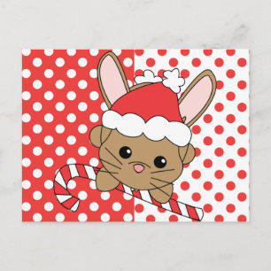 Christmas Bunny Holiday Postcard