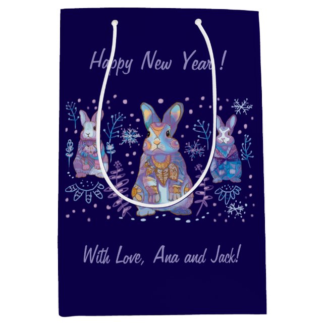 Christmas Bunny  Medium Gift Bag (Front)