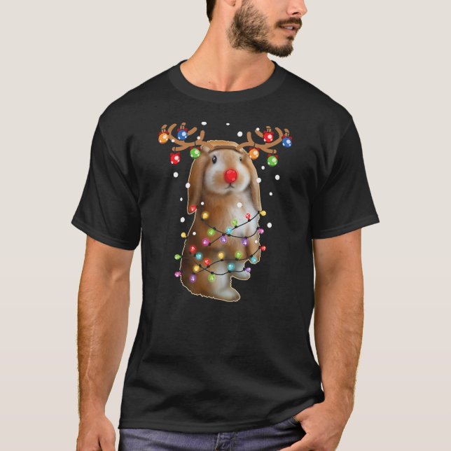 Christmas Bunny, Men Women Kids, Funny Reindeer Xm T-Shirt (Front)