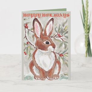 Christmas Bunny Rabbit Card Rabbit Lover Grey