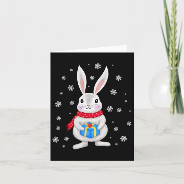 Christmas Bunny Rabbit Christmas Children  Card (Front)