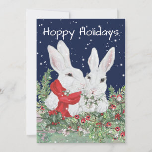 Christmas Bunny Rabbit Cute Holiday Snow Holly