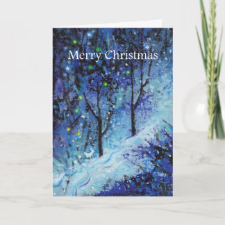 Christmas Bunny Rabbit Snowy Forest Greeting card