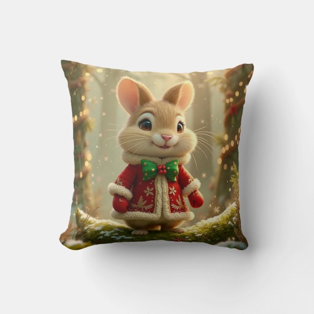 Christmas Bunny Throw Pillow (Front)