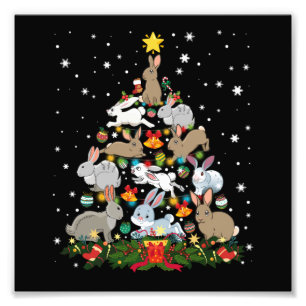 Christmas Bunny Tree Funny Rabbit Lover Xmas Decor Photo Print