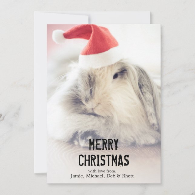 Christmas bunny with cute hat holiday card (Front)