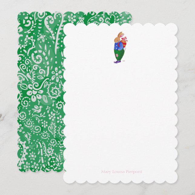 Christmas Bunny with paisley Card (Front/Back)