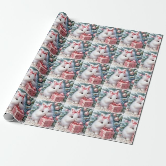 Christmas Bunny Wrapping Paper (Unrolled)
